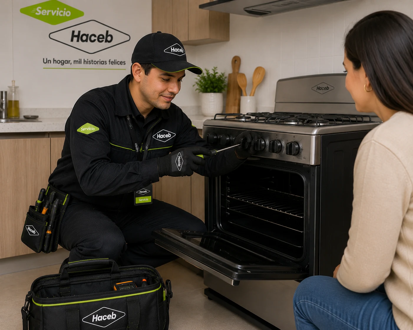 Técnico Haceb realizando mantenimiento en Panamá
