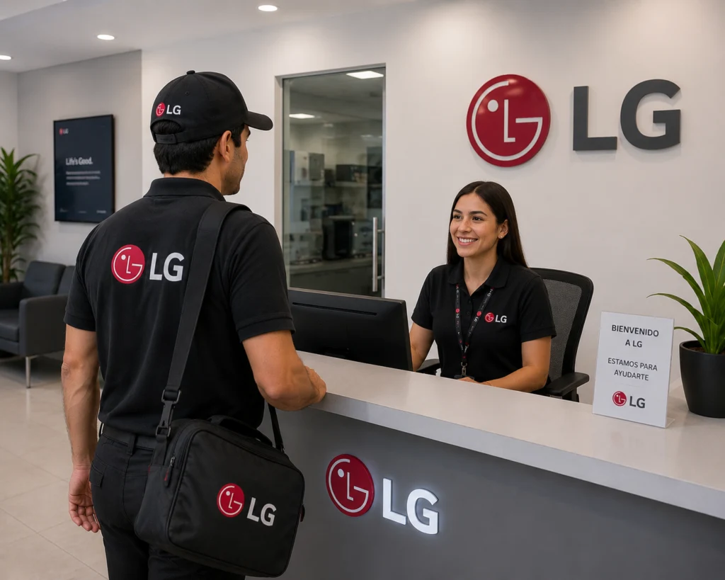 Técnico autorizado LG documentando una reparación en Panamá